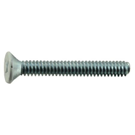 #10-24 x 1-1/2 in Phillips Flat Machine Screw, Zinc Plated Steel, 15 PK